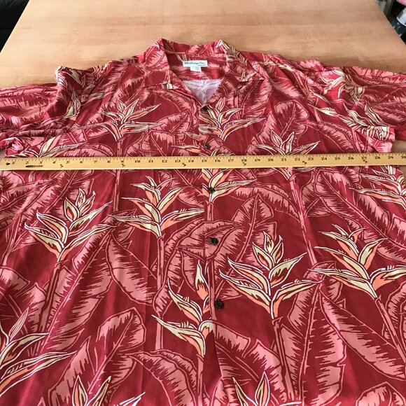Bishop Street Hawaiian Shirt Men 2XL Red Floral Button Up Pocket Short Sleeve - Picture 7 of 11